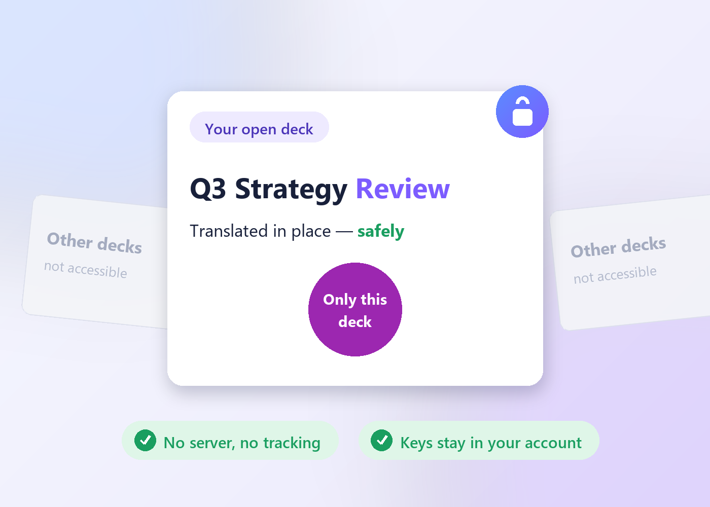 Private by design — the add-on sees only the presentation you have open